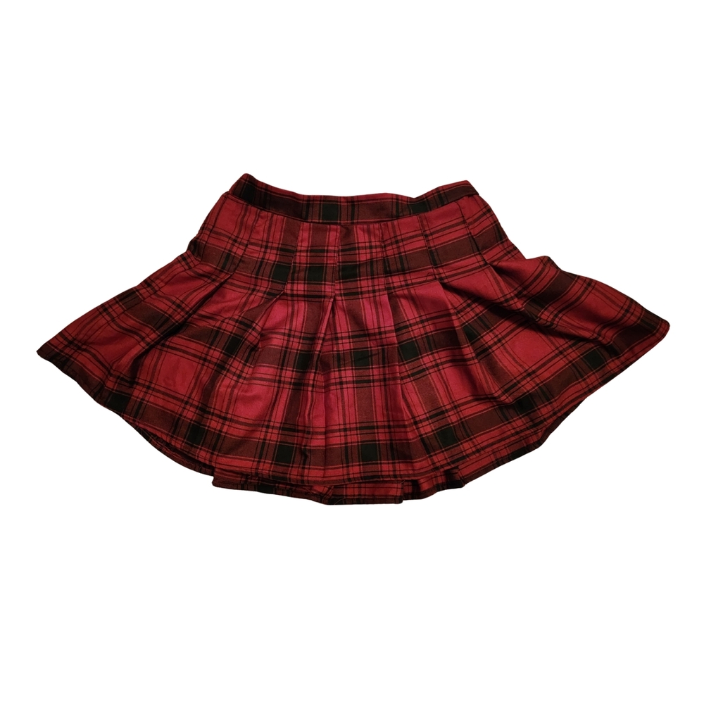 Streetwear Society Red and Black Plaid Skater Skirt